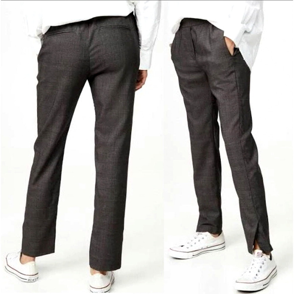 Nili Lotan 6 Virgin Wool Glen Plaid Chelsea Pants $495 Elastic Waist Gray NWT!